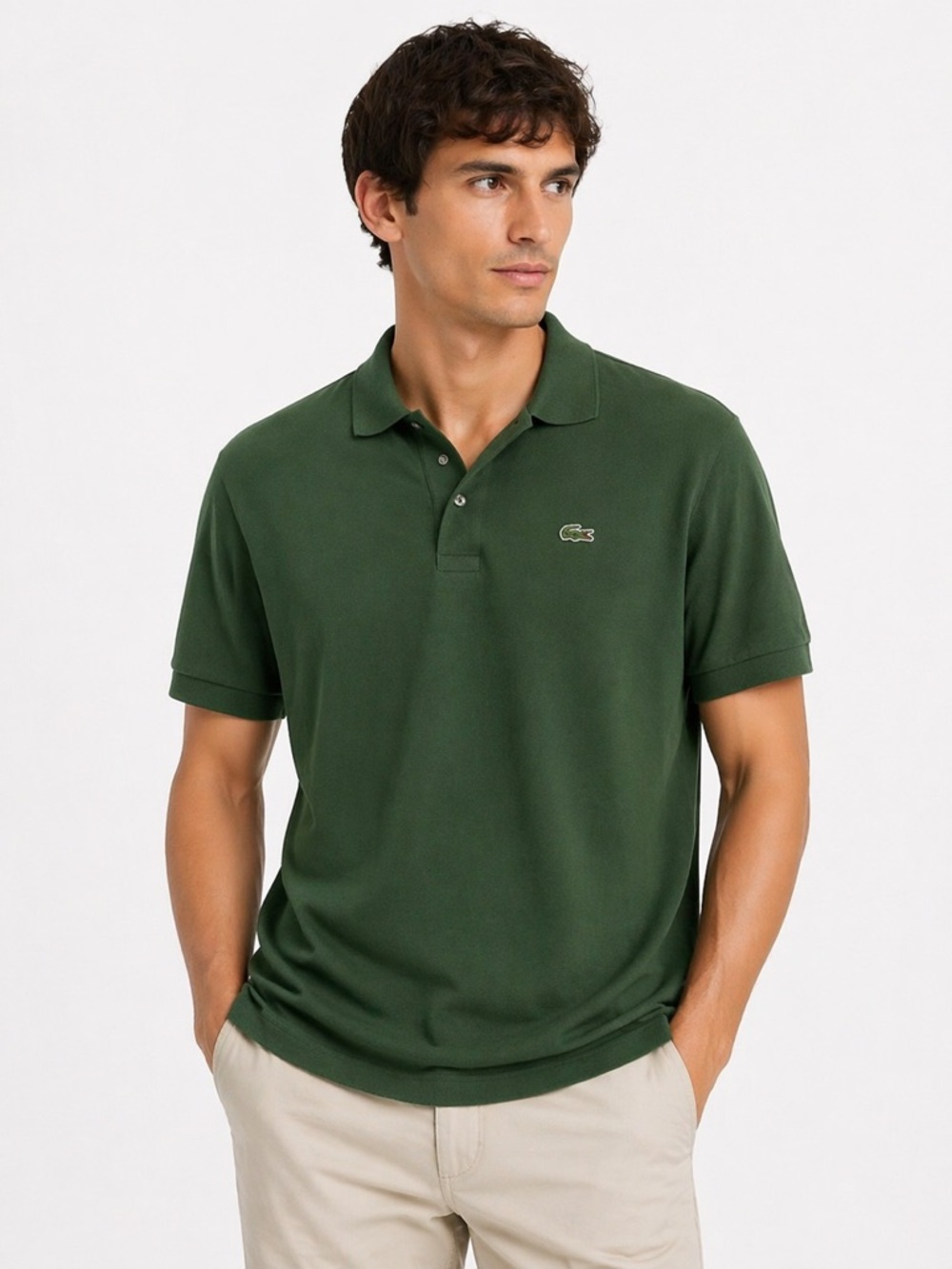 Lacoste Men's Dark Green Polo with Crocodile Logo